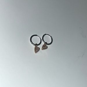 Sliver heart pendant hoops